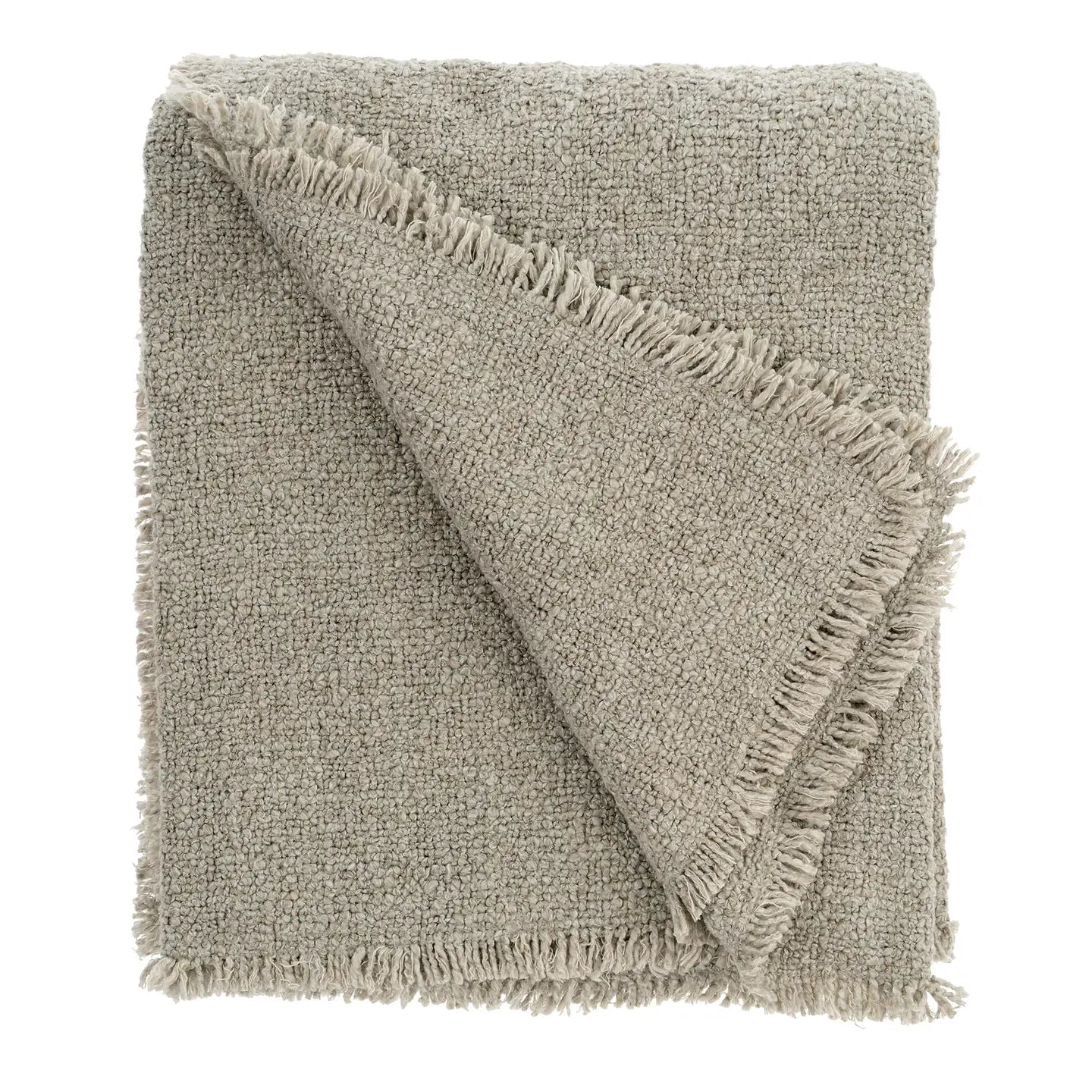 Fringed Boucle Grey Throw